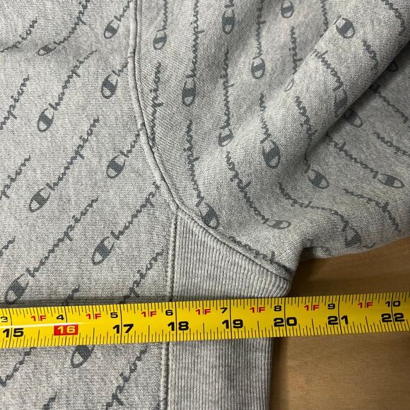 Champion Men's Reverse Weave Pullover Hoodie All Over Print Size Medium Gray - Picture 7 of 9